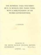 The Nominal Taxa described by R.B. Benson and their types, with a Bibliography of his works (Hymenoptera)