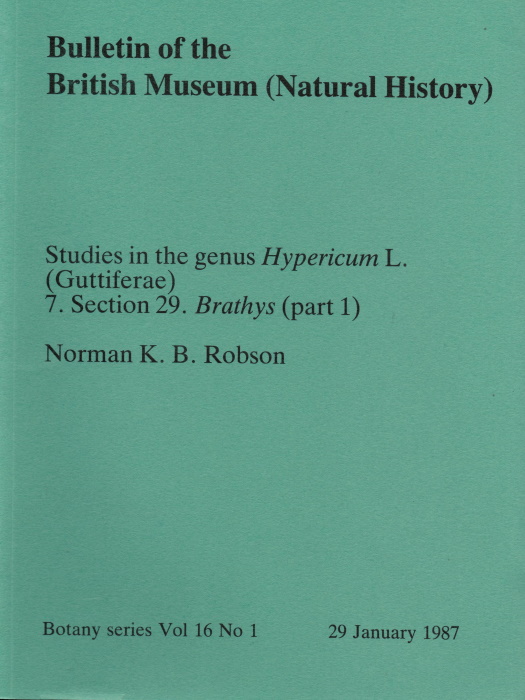 Robson, N.K.B. - Studies in the genus Hypericum L. (Guttiferae) 7. Section 29. Brathys (part 1)