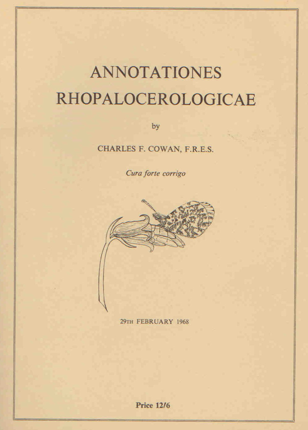 Cowan, C.F. - Annotationes Rhopalocerologicae
