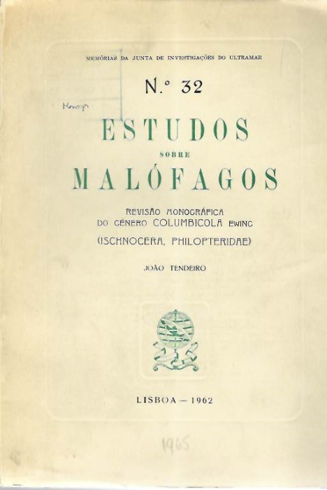 Tendeiro, J. - Estudos sobre Malofagos revisao monografica do genero Columbicola Ewing (Ischocera, Philopteridae)