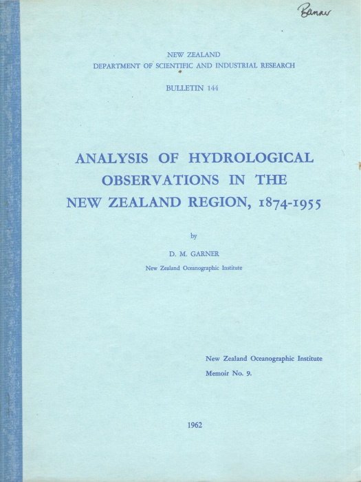 Garner, D.M. - Analysis of Hydrological Observations in the New Zealand Region, 1874-1955