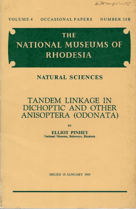 Pinhey, E. - Tandem Linkage in Dichoptic and other Anisoptera (Odonata)
