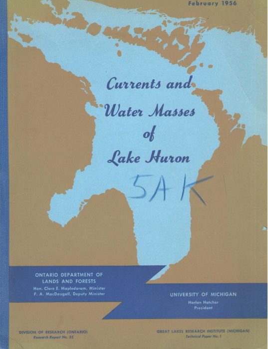Ayers,J.C. et al - Currents and Water Masses of Lake Huron (1954 Synoptic Surveys)