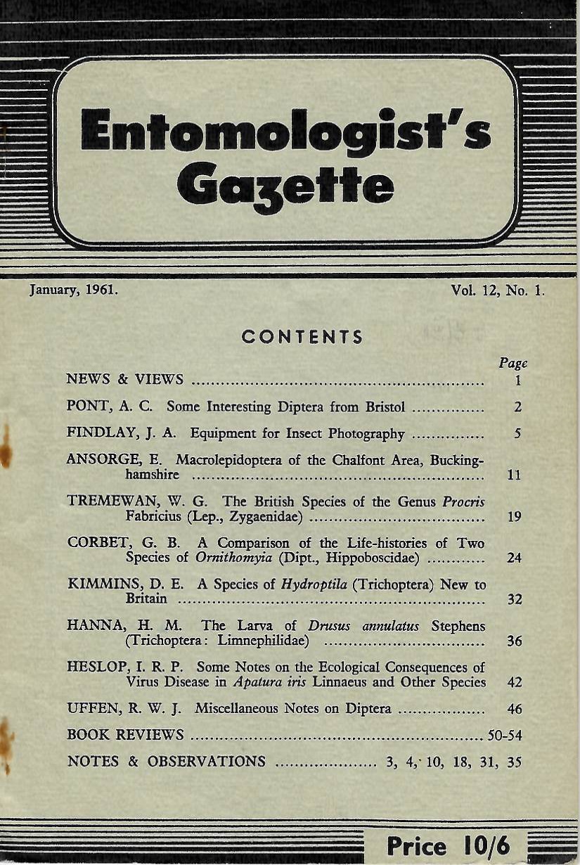  - Entomologist's Gazette. Vol. 12 (1961)