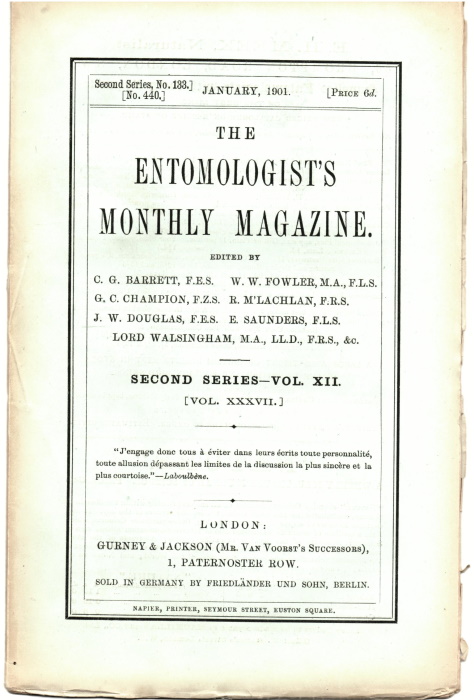  - Entomologist's Monthly Magazine Vol. 37 (1901)