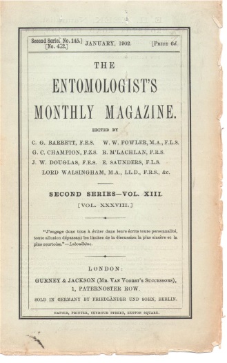  - Entomologist's Monthly Magazine Vol. 38 (1902)