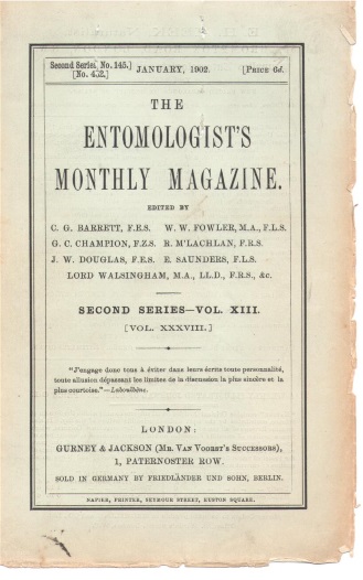  - Entomologist's Monthly Magazine Vol. 38 (1902)