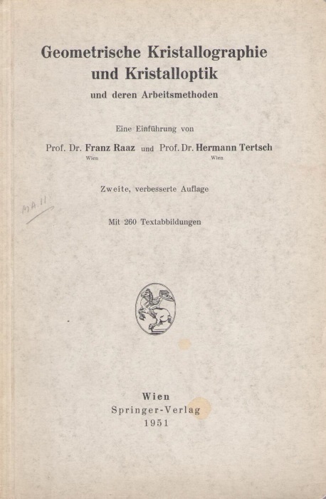 Raaz, F.; Tertsch, H. - Geometrische Kristallographie und Kristalloptik