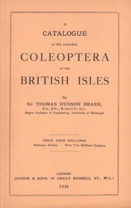 Beare, T.H. - A Catalogue of the recorded Coleoptera of the British Isles