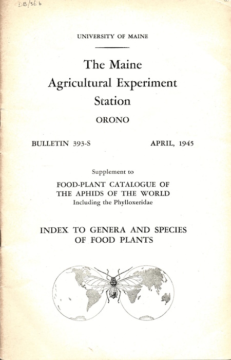 Averill, A.W. - Supplement to Food-Plant Catalogue of the Aphids of the World including the Phylloxeridae Index to genera and species of Food-Plants