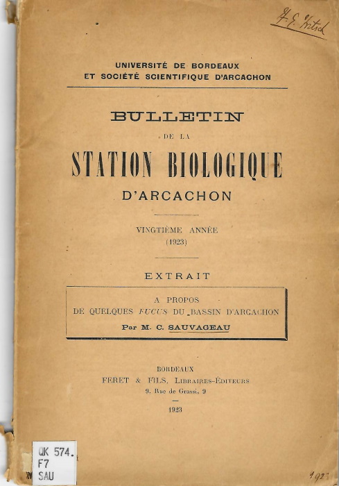 Sauvageau, C. - A Propos de Quelque Fucus du Bassin d'Arcachon