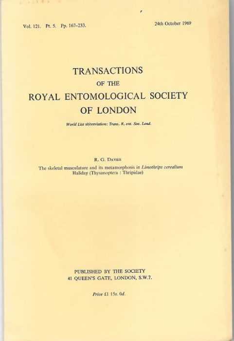 New, T.R. - The Skeletal Musculature and its Metamorphosis in Limothrips cerealium Haliday (Thysanoptera: Thripidae)