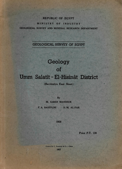 Mansour, M.S.; Bassyuni, F.A.; Al-Far, D.M. - Geology of Umm Salatit - El-Hisinat District: Barramiya East Sheet