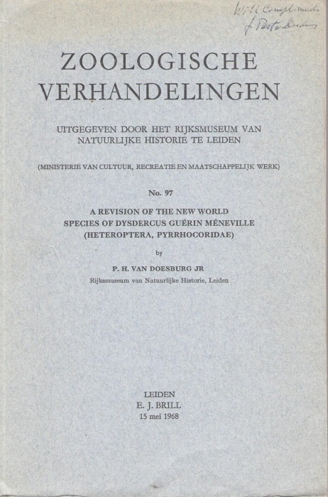Doesburg, P.H. van - A Revision of the New World Dysdercus Gurin Mneville (Heteroptera, Pyrrhocoridae)