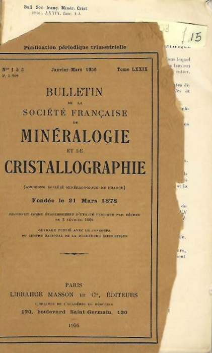 Guillemin, C. - Contribution a la Mineralogie des Arseniates, Phosphates et Vanadates de Cuivre: 1.- Arseniates de Cuivre