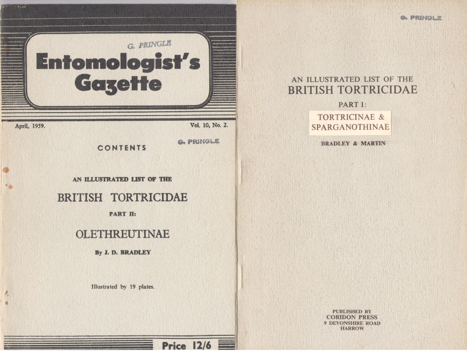Bradley, J.D.; Martin, E.L. - An Illustrated List of the British Tortricidae. Part 1: Tortricidae & Sparganothinae; Part 2: Olethreutinae