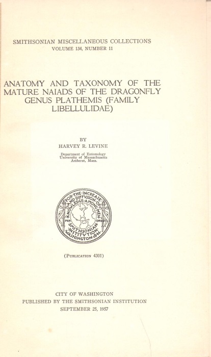 Levine, H.R. - Anatomy and Taxonomy of the Mature Naiads of the Dragonfly Genus Plathemis (Family Libellulidae)