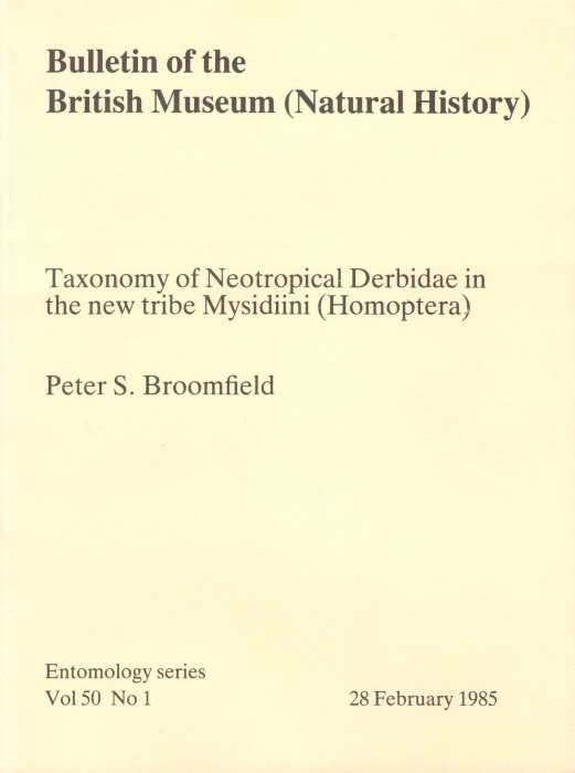 Broomfield, P.S. - Taxonomy of Neotropical Derbidae in the new tribe Mysidiini (Homoptera)