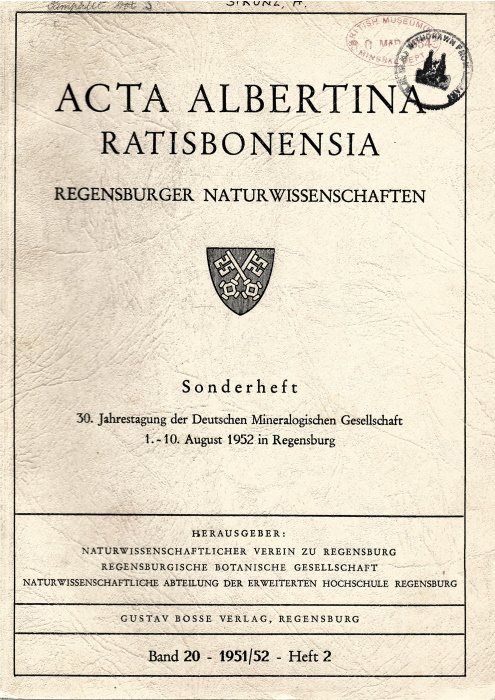 Strunz, H. - Mineralien und Lagersttten in Ostbayern: Ein Mineralogisch-Geologischer bersichtsfhrer