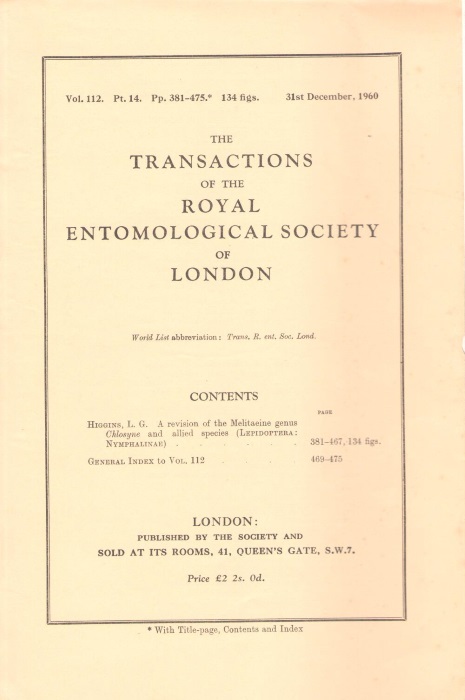 Higgins, L.G. - A Revision of the Melitaeine genus Chlosyne and Allied Species (Lepidoptera: Nymphalinae)