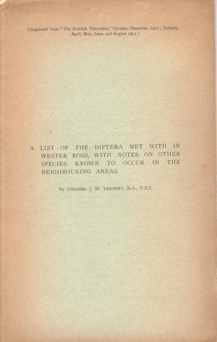 Yerbury, J.W. - A List of the Diptera met with in Wester Ross, with notes on other species known to occur in the neighbouring areas