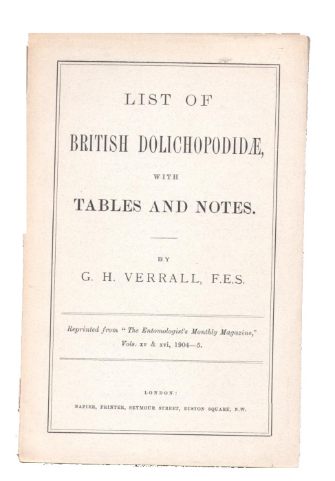 Verrall, G.H. - List of British Dolichopodidae with Table and Notes