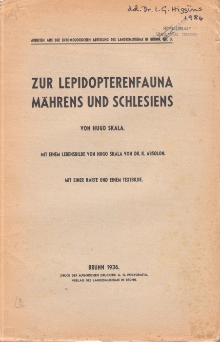 Skala, H. - Zur Lepidopterenfauna Mhrens und Schlesiens