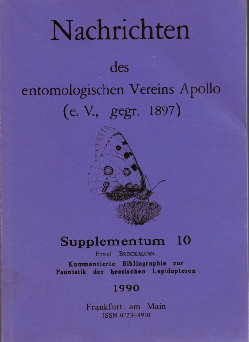 Brockmann, E. - Kommentierte Bibliographie zur Faunistik der hessischen Lepidopteren An annotated bibliography of the faunistic publications about Ledipotera in Hesse (West Germany)