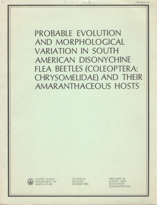 Vogt, G.B.; McGuire, J.U.; Cushman, A.D. - Probable Evolution and Morphological Variation in South American Disonychine Flea Beetles (Coleoptera: Chrysomelidae) and their Amaranthaceous Hosts