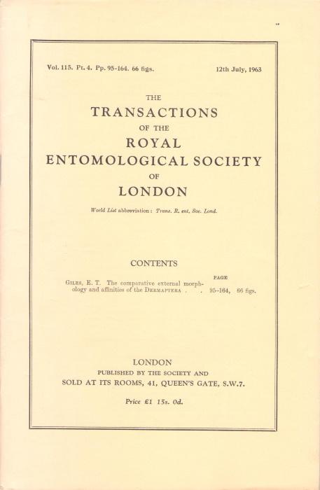 Giles, E.T. - The Comparative External Morphology and Affinities of the Dermaptera