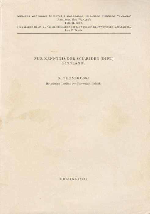 Tuomikoski, R. - Zur Kenntnis der Sciarden (Dipt.) Finnlands