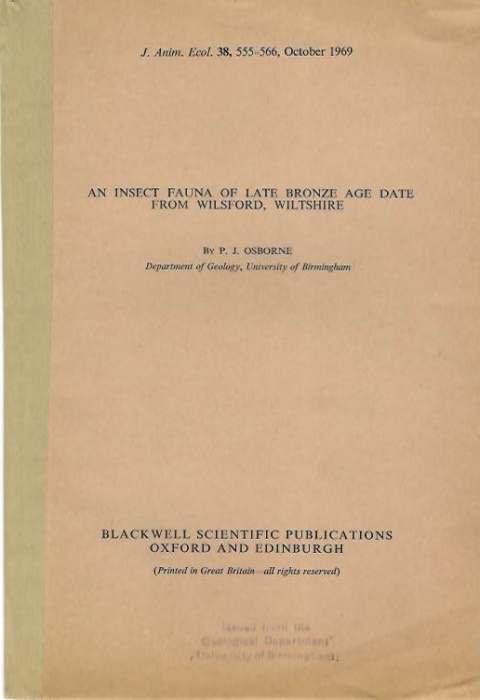 Osborne, P.J. - An Insect Fauna of Late Bronze Age Date from Wilsford, Wiltshire