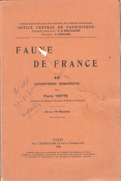 Viette, P. - Lepidopteres Homoneures Faune de France 49