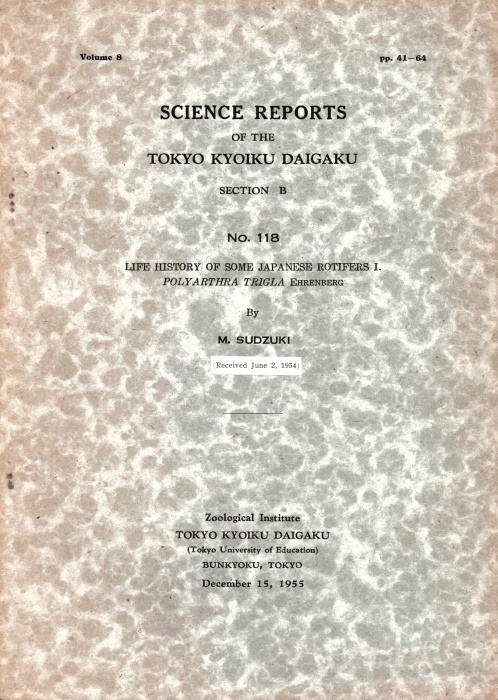 Sudzuki, M. - Life History of some Japanese Rotifers 1. Polyarthra trigla Ehrenberg
