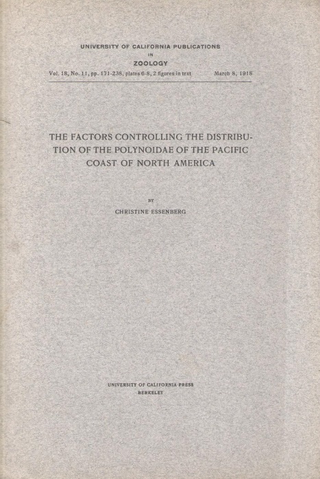 Essenberg, C. - The Factors Controlling the Distribution of the Polynoidea of the Pacific Coast of North America