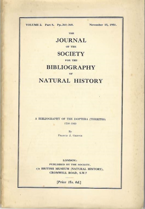 Griffin, F.J. - A Bibliography of the Isoptera (Termites) 1758-1949