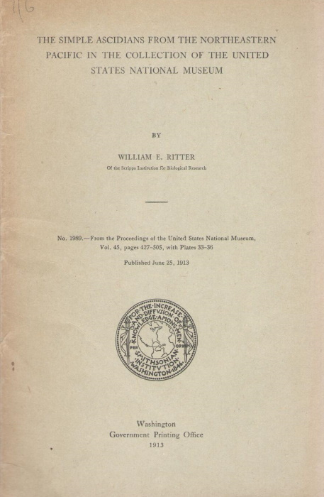 Ritter, W.E. - The Simple Ascidians from the Northeastern Pacific in the Collection of the United States National Museum