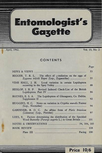  - Entomologist's Gazette. Vol. 13, Part 2 (1962)