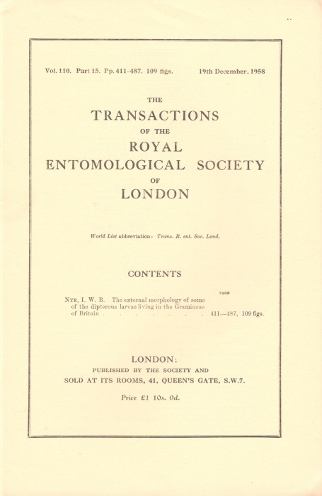 Nye, I.W.B. - The external morphology of some of the dipterous larvae living in the Gramineae of Britain