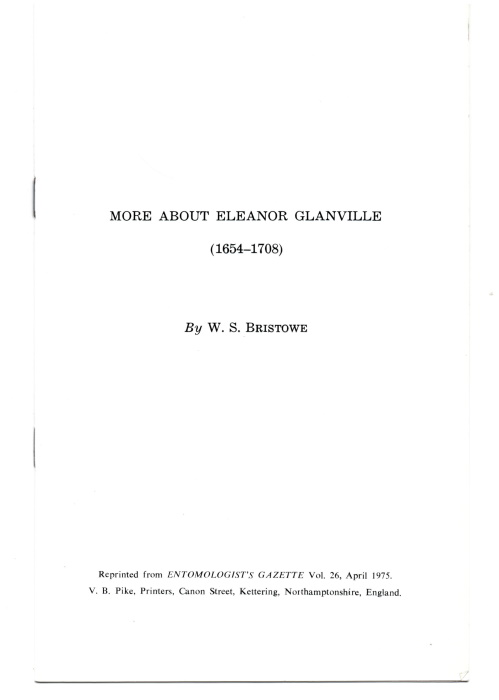 Bristowe, W.S. - More about Eleanor Glanville (1654-1708)