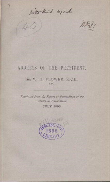 Flower, W.H. - On Modern Museums