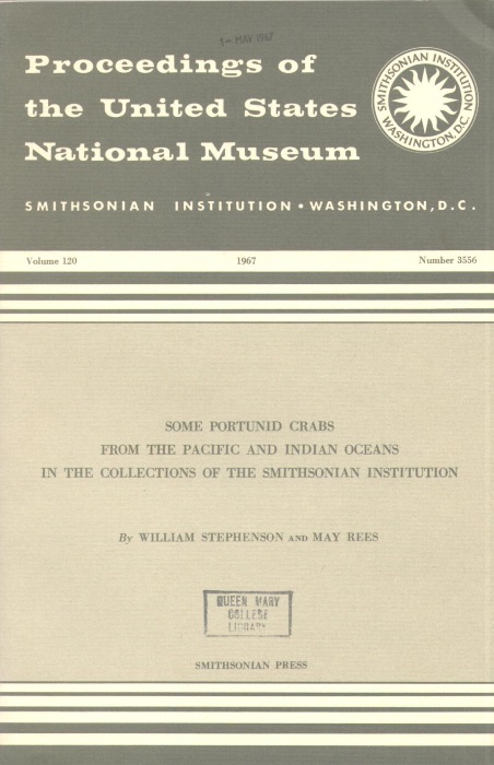 Stephenson, W.; Rees, M. - Some Portunid Crabs from the Pacific and Indian Oceans in the Collections of the Smithsonian Institution