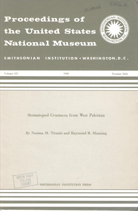 Tirmizi, N.M.; Manning, R.B. - Stomatopod Crustacea from West Pakistan