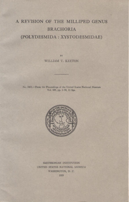 Keeton, W.T. - A Revision of Milliped Genus Brachoria (Polydesmida: Xystodesmidae)