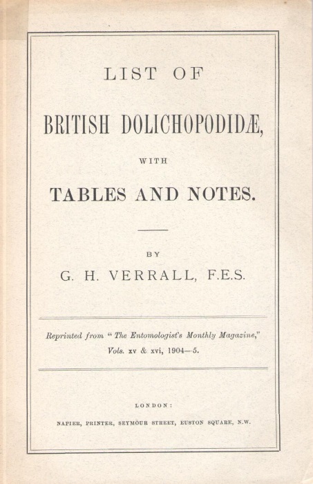 Verrall, G.H. - List of British Dolichopodidae with Table and Notes