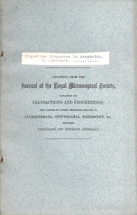 Bernard, H.M. - Notes on some of the digestive processes in Arachnids