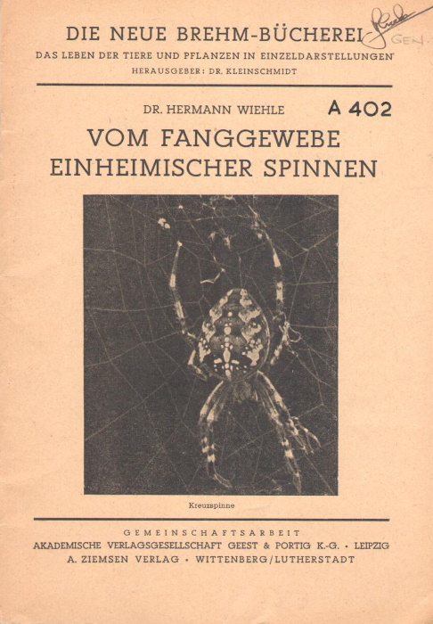 Wiehle, H. - Vom Fanggewebe Einheimischer Spinnen