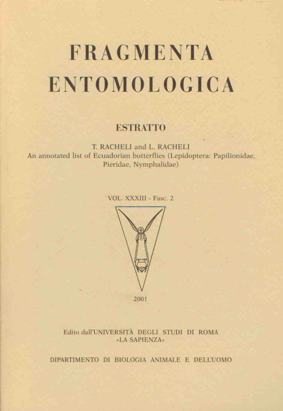 Racheli, T.; Racheli, L. - An Annotated List of Ecuadorian Butterflies (Lepidoptera: Papilionidae, Pieridae, Nymphalidae)
