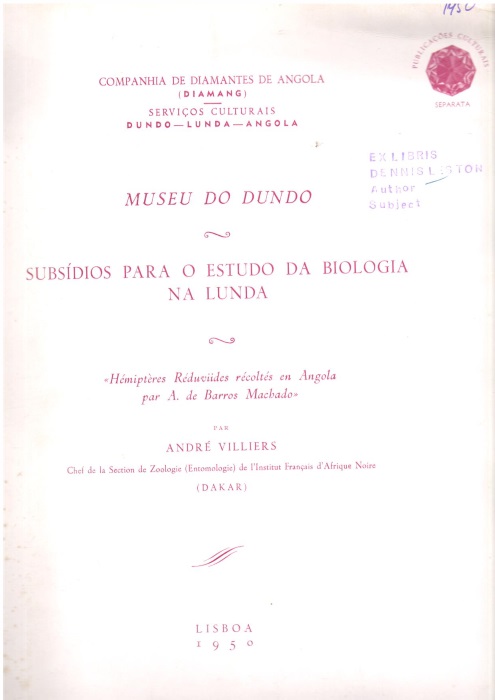 Villiers, A. - Hmiptres Rduviides rcolts en Angola par A. de Barros Machodo