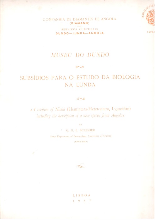 Scudder, G.G.E. - A Revision of Ninini (Hemiptera-  Heteroptera, Lygaeidae) including the description of a new species from Angola